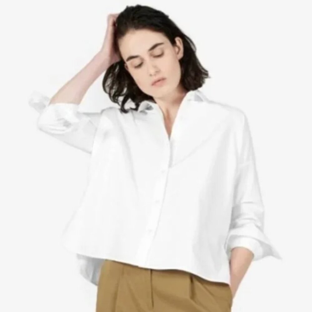 NWT Everlane The Japanese Oxford Long Sleeve Button Down Shirt White 00